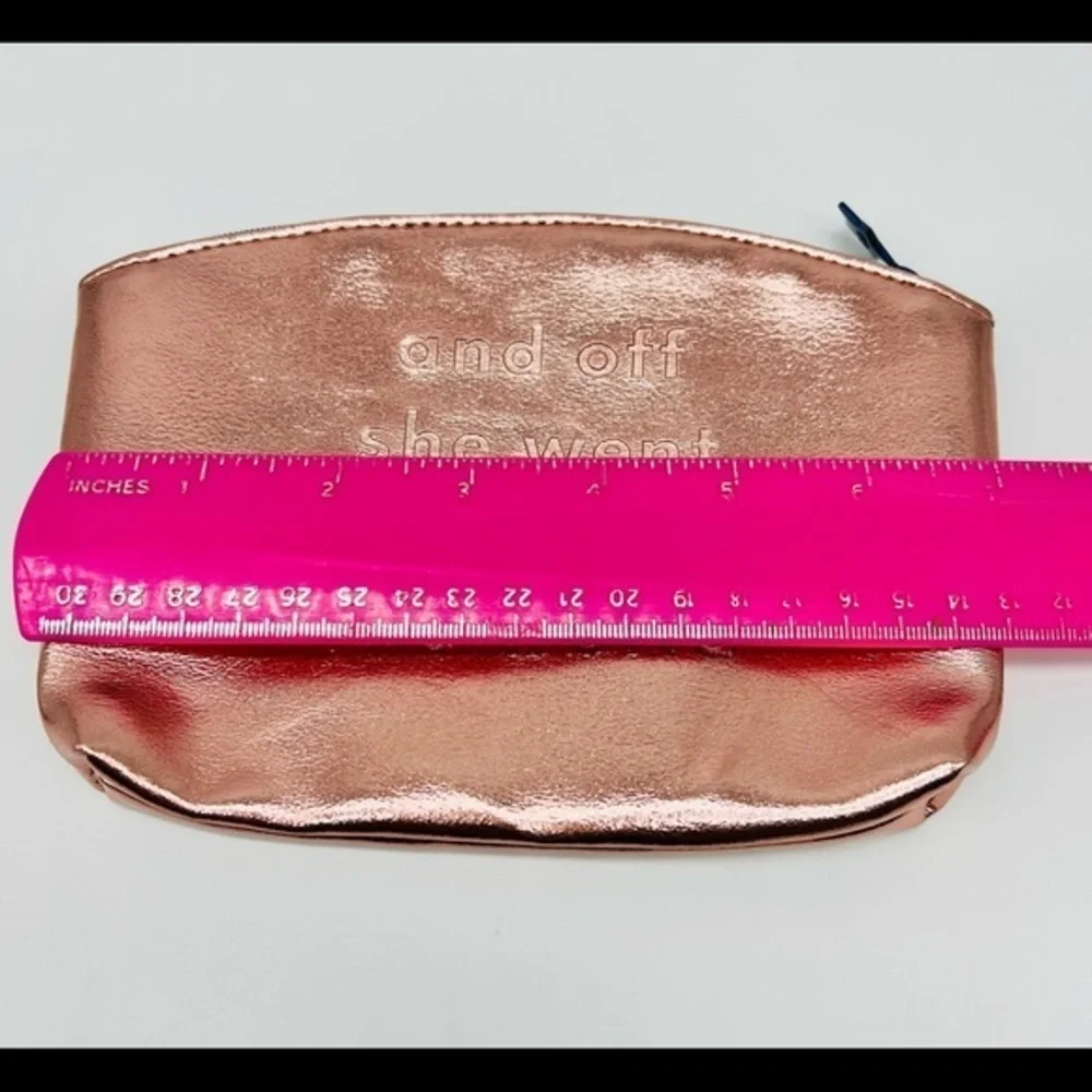 Rose gold makeup bag “And off She Went To Change The World”